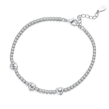 925 Sterling Silver & Pavé Setting CZ Bracelet with White Gold Plating for Women
