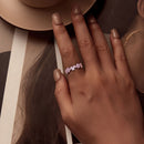 925 Sterling Silver Enamel Platinum Plated Ring Size 6 for Women-6