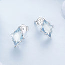 925 Sterling Silver Earrings with Transparent Glass and White Gold Plating-4