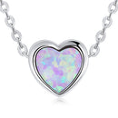 925 Sterling Silver and Platinum Plated Translucent Opal Necklace, 43.5cm Adjustable Chain, for Women-1