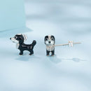 925 Sterling Silver Enamel Oxidized Silver Earrings 0.9*1.0cm for Women-4