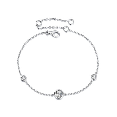925 Sterling Silver 5mm Moissanite & 3mm Moissanite Bracelet for Women - 0