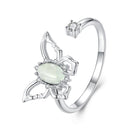 925 Sterling Silver & Natural Jade Pavé Setting Ring for Women-3