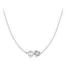 925 Sterling Silver Moissanite & Freshwater Pearl White Gold Necklace 45cm for Women-1