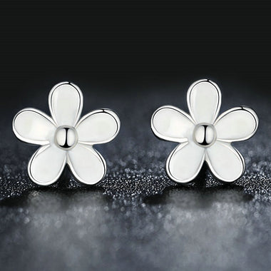 925 Sterling Silver Enamel Earrings - 0.9CM
