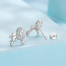 925 Sterling Silver White Gold Plated Pavé CZ Earrings-2