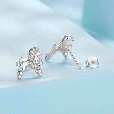 925 Sterling Silver White Gold Plated Pavé CZ Earrings - 0