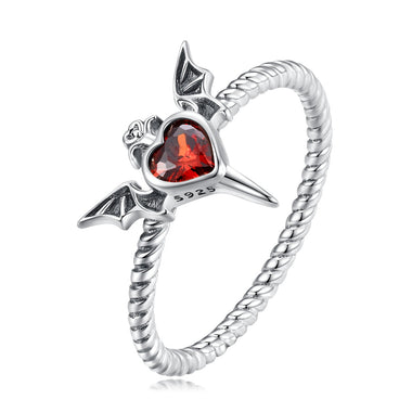 925 Sterling Silver Oxidized CZ Pendant Ring Size 6 for Women - 0