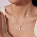 925 Sterling Silver Moissanite Pendant Necklace with Pavé Setting in White Gold - 40+5cm for Women-7