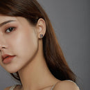 925 Sterling Silver Oxidized Pavé Setting CZ Earrings - 1x1cm for Women-7