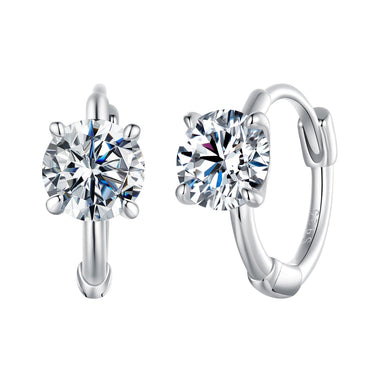 925 Sterling Silver & White Gold Plated 0.5 Carat Moissanite Earrings for Women - 0