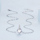 925 Sterling Silver Necklace with Pavé Setting CZ - Adjustable Length, Platinum Plated - Women's Jewelry-3