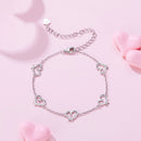 925 Sterling Silver 15+6cm 0.8cm Heart White Gold Plated Bracelet for Women-4