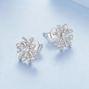 925 Sterling Silver Earrings with Pavé Set CZ in White Gold Finish, 1.1*1.0cm-3