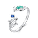 925 Sterling Silver Enamel White Gold Plated Ring for Women-1