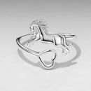 925 Sterling Silver + Plated White Gold Horse Ring-3