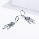 925 Sterling Silver Oxidized Silver Pavé CZ Earrings for Women, Size: 4*1 cm-3