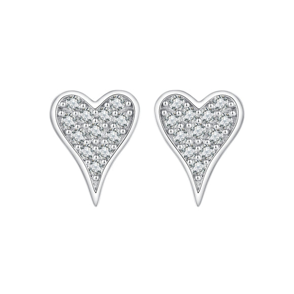 925 Sterling Silver White Gold Plated Pavé CZ Earrings
