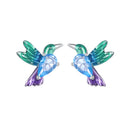 925 Sterling Silver White Gold Plated Earrings with Enamel and CZ - 10*8mm-1