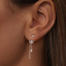 925 Sterling Silver Earrings with Pavé CZ in White Gold Plating - 3.1 x 0.7 cm for Women-5
