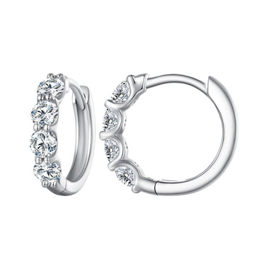 925 Sterling Silver Moissanite 0.1 Carat Platinum Plated Earrings for Women