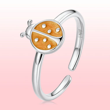S925 Sterling Silver Ladybird Enamel Ring for Women - 0