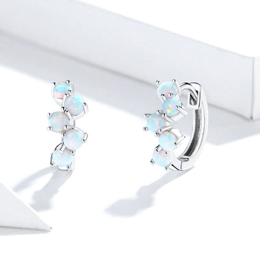 925 Sterling Silver Earrings with Translucent Opal - 0