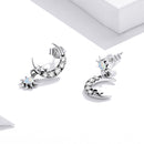 925 Sterling Silver Earrings with Translucent Opal and CZ in Oxidized Finish-4