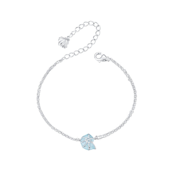 925 Sterling Silver White Gold Plated Bracelet with Enamel Process