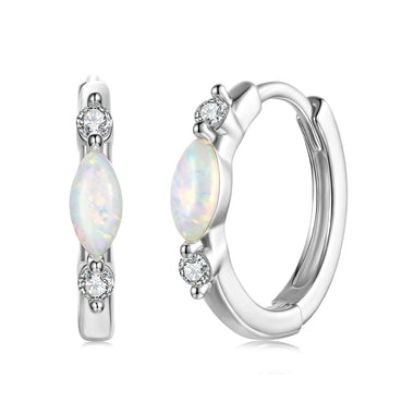 925 Sterling Silver Moissanite and Opal White Gold Plated Earrings for Women - 0