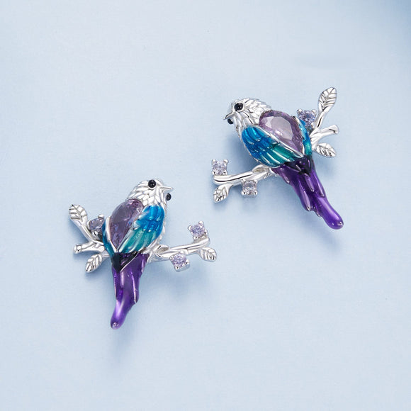925 Sterling Silver Enamel Process Pavé Setting CZ Earrings