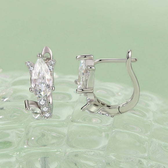 925 Sterling Silver Earrings with White Gold Plating and CZ