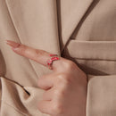 925 Sterling Silver Ring with White Gold Plating for Women - Style E-7