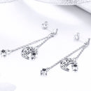 925 Sterling Silver Earrings with Plated Platinum and CZ - 4.4 x 1.0 cm for Women-2