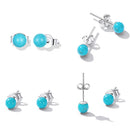 925 Sterling Silver Turquoise Earrings 0.4cm for Women-3
