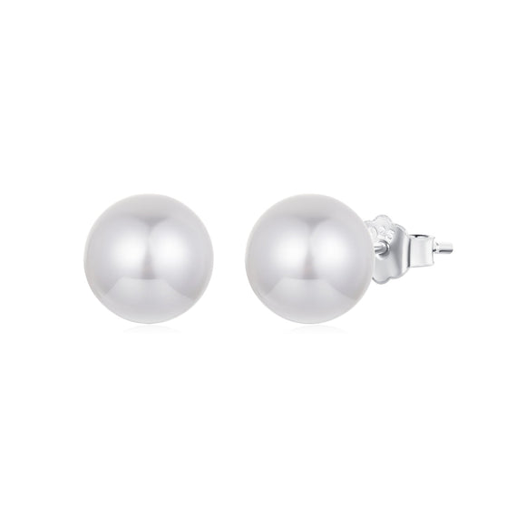 925 Sterling Silver Earrings with Quality Shell Pearl in White Gold Plating for Women