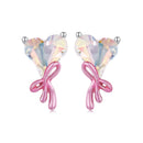 925 Sterling Silver Enamel Earrings with Transparent Glass for Women-2