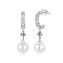 925 Sterling Silver Moissanite and Synthetic Pearl Earrings for Women-1
