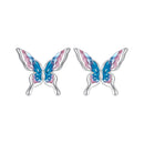 925 Sterling Silver White Gold Plated Enamel Earrings 9x10mm for Women-2