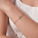 925 Sterling Silver White Gold Plated 16+5cm Bracelet with CZ Pendant for Women-6