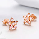 925 Sterling Silver Rose Gold Plated Pavé Setting CZ Earrings-5