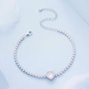 925 Sterling Silver Bracelet with CZ Zircon, 15+6.5cm, Platinum Plated for Women-4