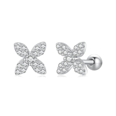 925 Sterling Silver Earrings with Pavé Setting CZ in Elegant Design - 0