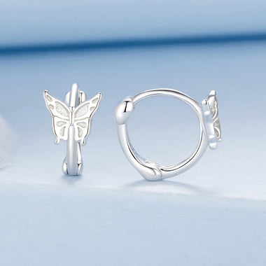 925 Sterling Silver Earrings with White Gold Plating, 1.1x0.7 cm, for Women - 0