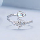 925 Sterling Silver Opal Nanometer Stone Platinum Plated Ring-5