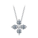925 Sterling Silver & White Gold Plated Moissanite Necklace 40+5cm for Women-2