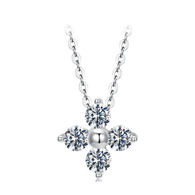 925 Sterling Silver & White Gold Plated Moissanite Necklace 40+5cm for Women - 0