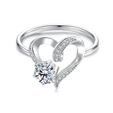 925 Sterling Silver Moissanite Heart-Shaped Ring Size 7 for Women - 0