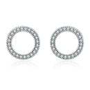 925 Sterling Silver Oxidized Pavé Setting CZ Earrings 1.1cm for Women-1