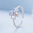 925 Sterling Silver Moonstone Clover Ring for Women-4